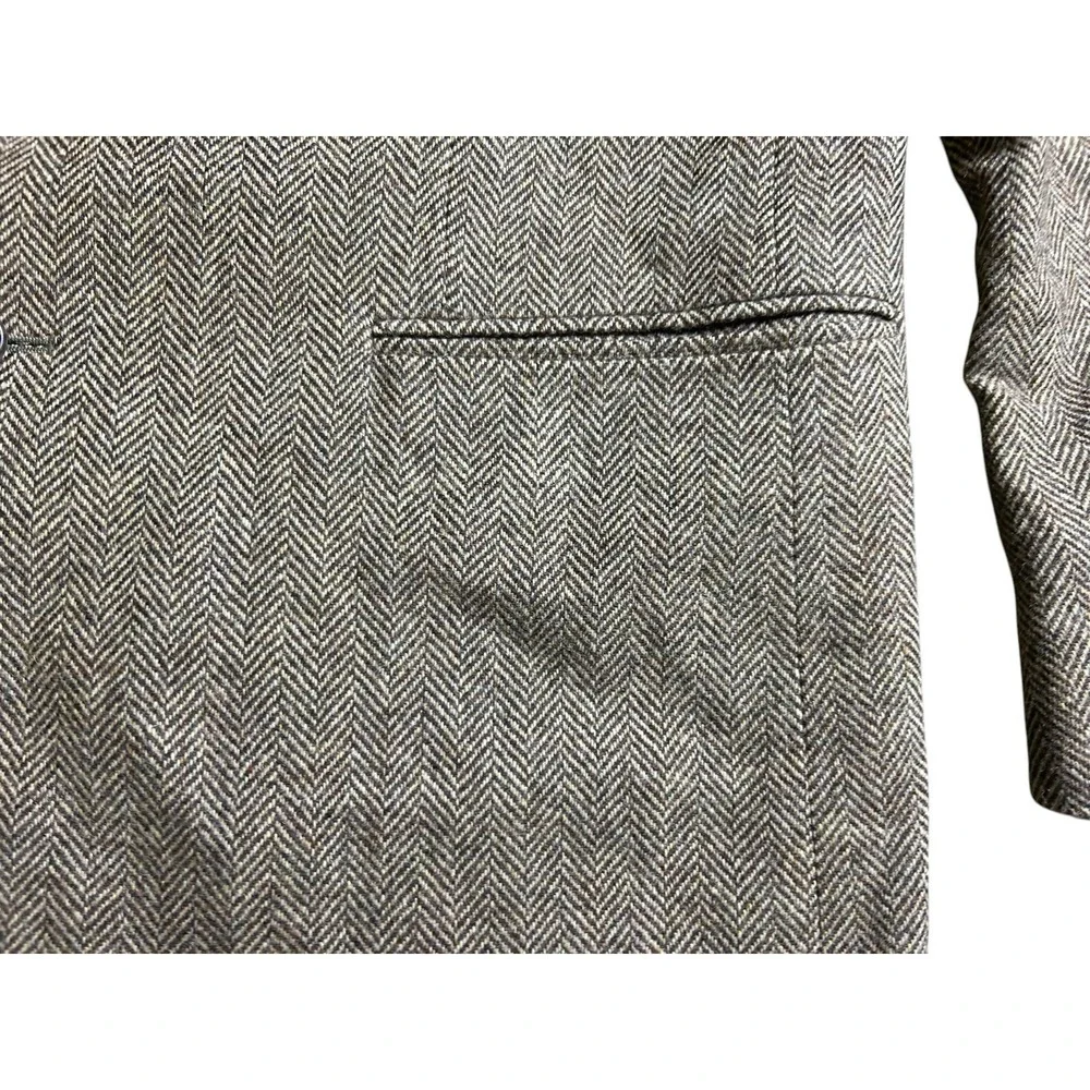 Lands' End Men's Wool Tweed‎ 2-Button Blazer Brown Beige Herringbone 42 R